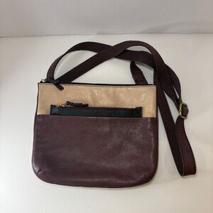 Fossil Leather Tri-Color Crossbody Brown Bag Vintage